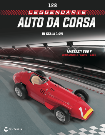 Leggendarie auto a corsa n 128 Maserati 250F 1:24 auto da corsa F1 rosso 