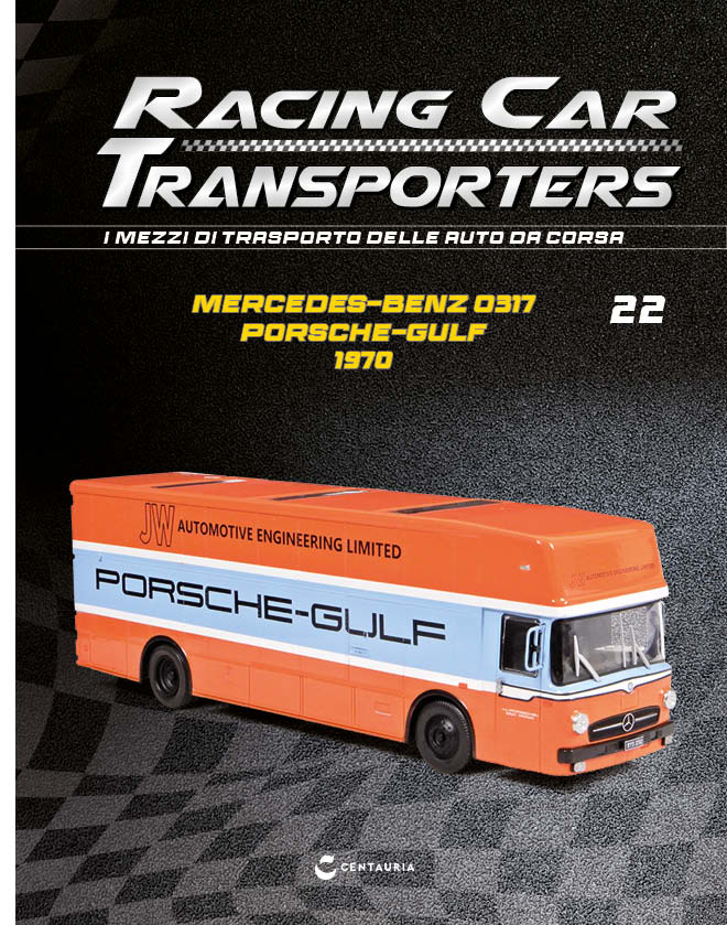 Racing Car Transporters n 22 Modellino Porsche-Gulf JW Automotive Engineering Bus scala 1:43