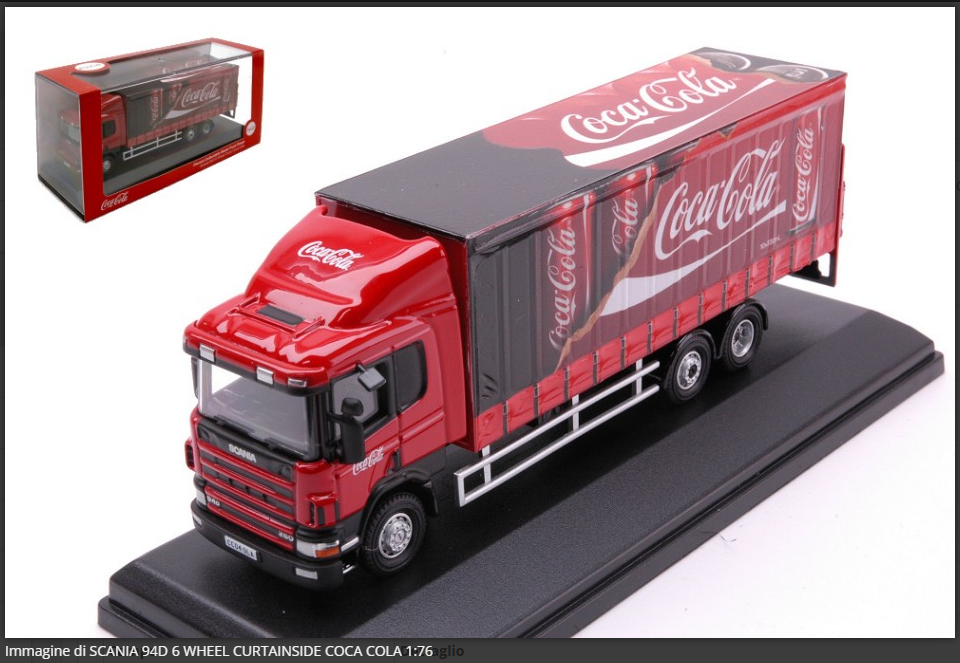 Scania 94D 6 Wheel Curtainside Coca-Cola 1:76 modello camion