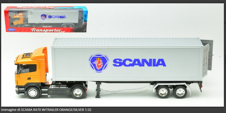 Scania R470 con Trailer Orange/Silver 1:32 Welly