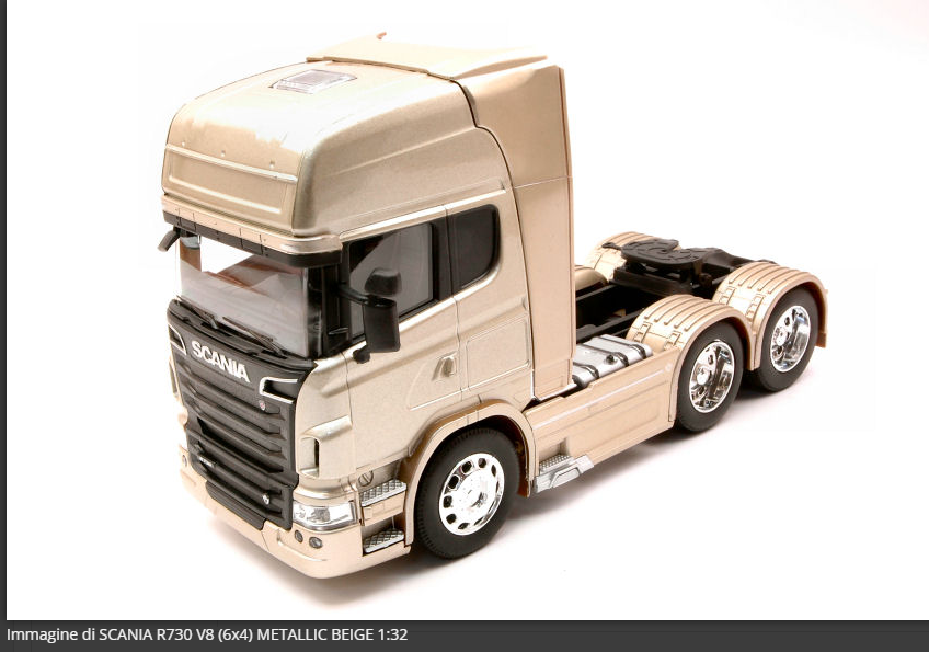 Scania R730 V8 6x4 Beige Metallizzato 1:32 Modellino Camion