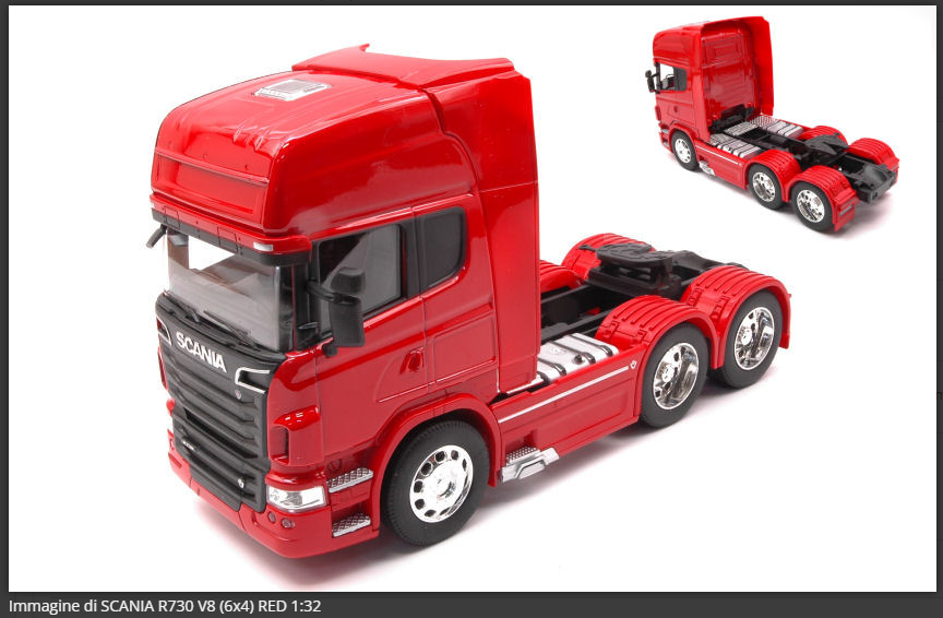 Scania R730 V8 (6x4) Rosso Modellino Camion 1:32